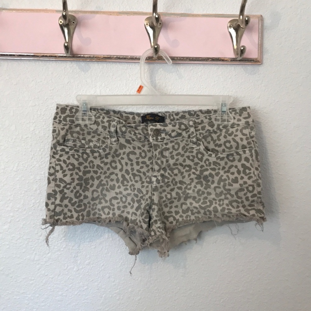 Cheetah print denim shorts